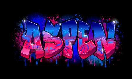 Graffiti Styled Urban Street Art Tagging Name Design - Aspenのイラスト素材