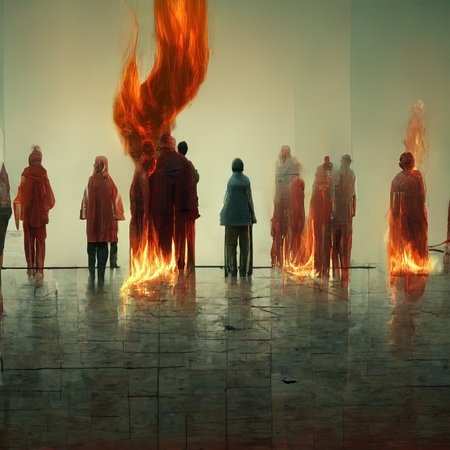 a meeting on fireの写真素材