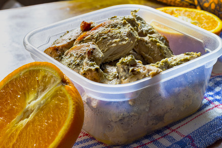 Boiled chicken breast with dill. Ducan's dietの写真素材