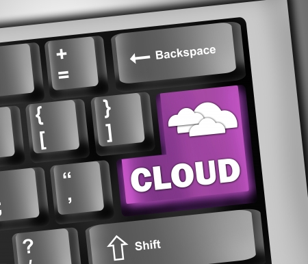 Keyboard Illustration Cloud Computingの写真素材