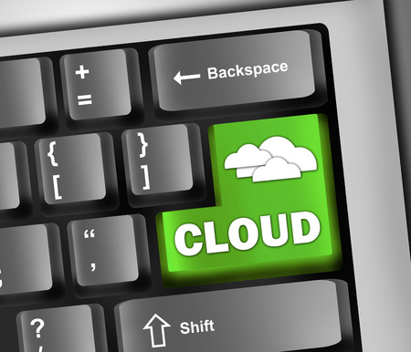 Keyboard Illustration Cloud Computingの写真素材