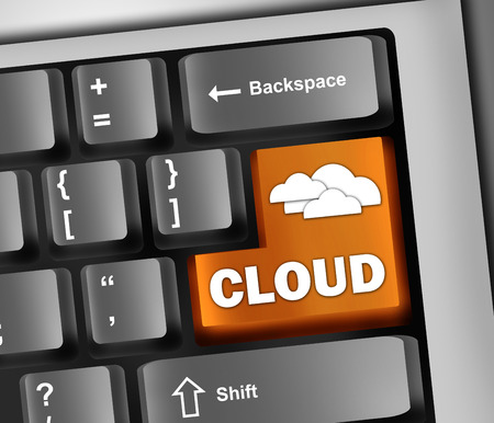 Keyboard Illustration Cloud Computingの写真素材