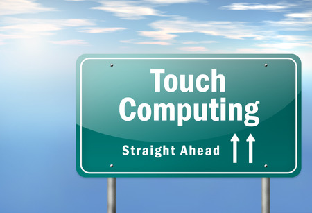 Highway Signpost with Touch Computing wordingの写真素材