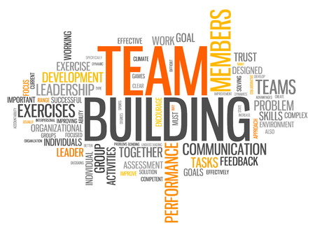 Word Cloud with Team Building related tagsの写真素材