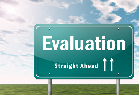 Highway Signpost with Evaluation wordingの写真素材