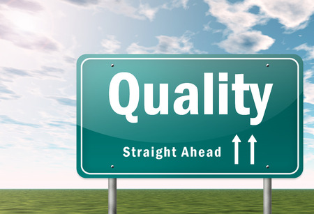 Highway Signpost with Quality wordingの写真素材
