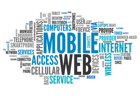 Word Cloud with Mobile Web related tagsの写真素材