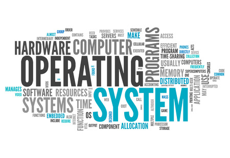 Word Cloud with Operating System related tagsの写真素材