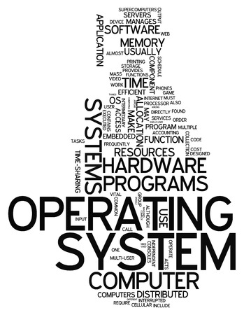 Word Cloud with Operating System related tagsの写真素材