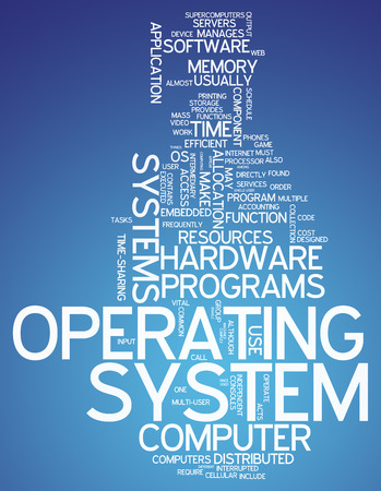 Word Cloud with Operating System related tagsの写真素材