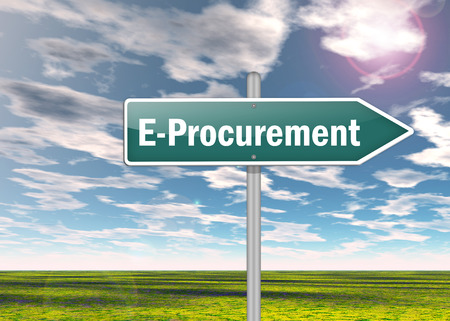 Signpost with E-Procurement related tagsの写真素材