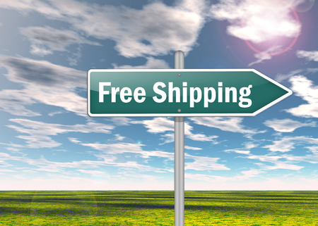 Signpost with Free Shipping wordingの写真素材
