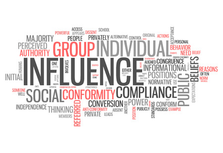 Word Cloud with Influence related tagsの写真素材