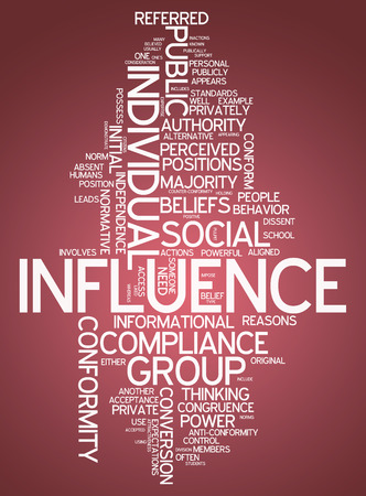 Word Cloud with Influence related tagsの写真素材