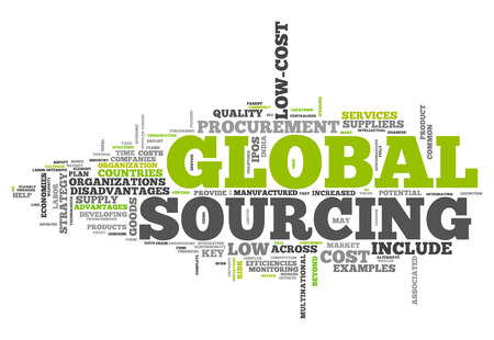 Word Cloud with Global Sourcing related tagsの写真素材