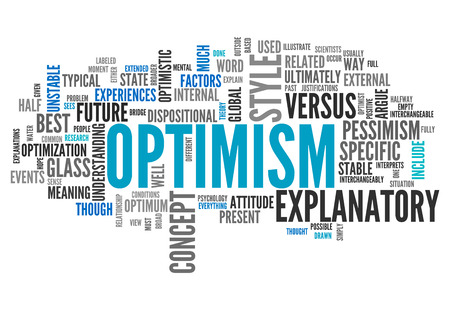 Word Cloud with Optimism related tagsの写真素材