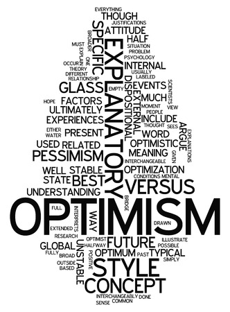 Word Cloud with Optimism related tagsの写真素材