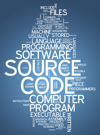Word Cloud with Source Code related tagsの写真素材