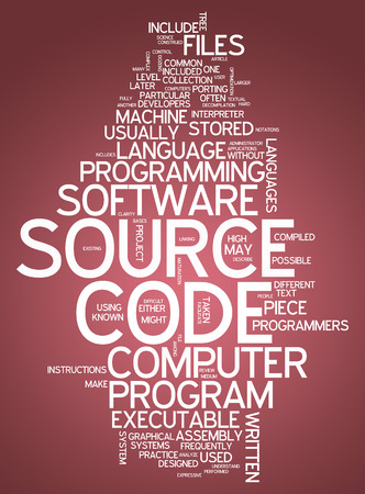 Word Cloud with Source Code related tagsの写真素材