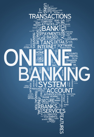 Word Cloud with Online Banking related tagsの写真素材