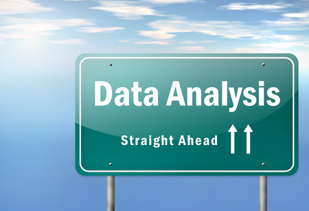 Highway Signpost with Data Analysis wordingの写真素材