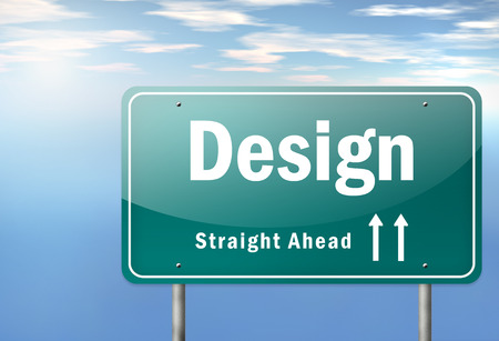 Highway Signpost with Design wordingの写真素材