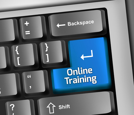 Keyboard Illustration with Online Training wordingの写真素材