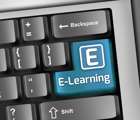 Keyboard Illustration with E-Learning wordingの写真素材