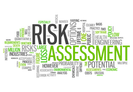 Word Cloud with Risk Assessment related tagsの写真素材