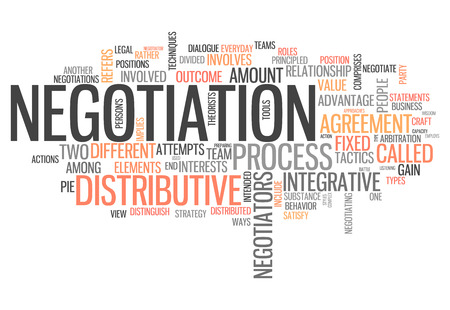 Word Cloud with Negotiation related tagsの写真素材