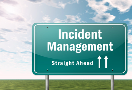Highway Signpost with Incident Management wordingの写真素材
