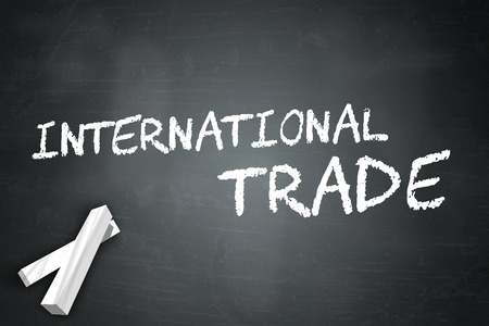 Blackboard with International Trade wordingの写真素材