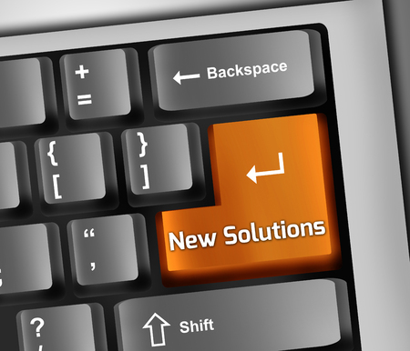 Keyboard Illustration with New Solutions wordingの写真素材