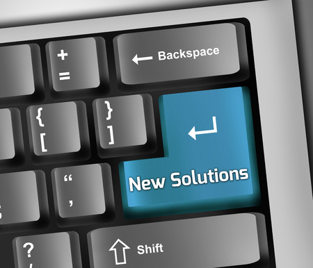 Keyboard Illustration with New Solutions wordingの写真素材