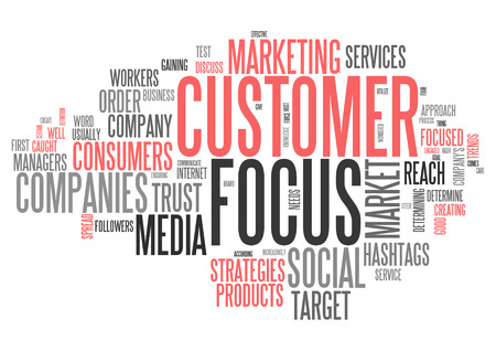 Word Cloud with Customer Focus related tagsの写真素材