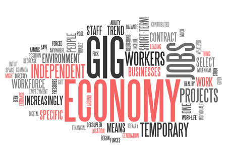 Word Cloud with Gig Economy related tagsの写真素材