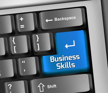 Keyboard Illustration with Business Skills wordingの写真素材
