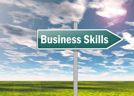 Signpost with Business Skills wordingの写真素材
