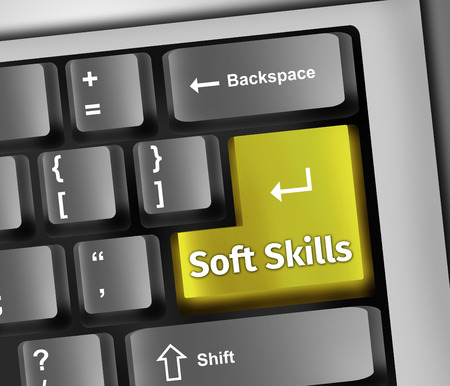 Keyboard Illustration with Soft Skills wordingの写真素材