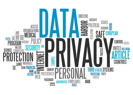 Word Cloud with Data Privacy related tagsの写真素材