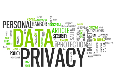 Word Cloud with Data Privacy related tagsの写真素材