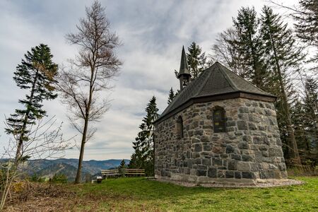 Hike on the Belchen with a fantastic panoramic view in beautiful Schonau in the Black Forestの写真素材