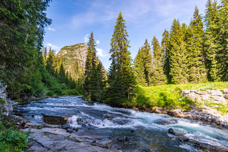 Fantastic hike in the Lechquellen Mountains in Vorarlberg Austria near Lech, Warth, Bludenzの写真素材