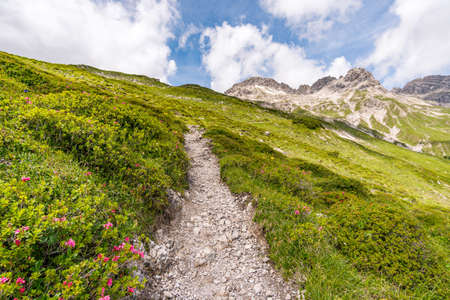 Fantastic hike in the Lechquellen Mountains in Vorarlberg Austria near Lech, Warth, Bludenzの写真素材