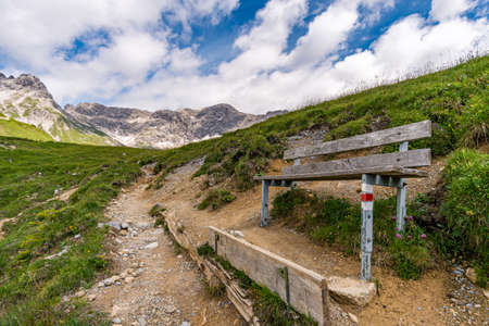 Fantastic hike in the Lechquellen Mountains in Vorarlberg Austria near Lech, Warth, Bludenzの写真素材