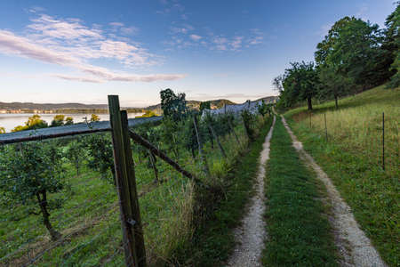 On the wonderful long-distance hiking trail, Seegang on Lake Constance, Germanyの写真素材
