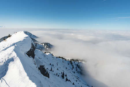 Fantastic snowshoe tour on the Hochgrat at the Nagelfluhkette in Allgau, Bavaria
