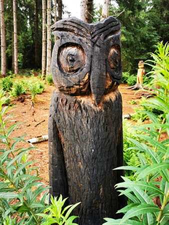 Beautiful wooden sculptures in the nature reserve Pfrunger-Burgweiler Ried, Upper Swabia, Germabyのeditorial素材