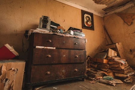 Creepy abandoned buildings with natural decay, so-called lost placesのeditorial素材