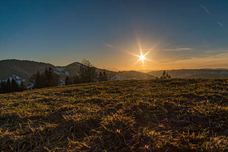 Beautiful winter spring landscape in the Allgau Alps near Oberstaufen